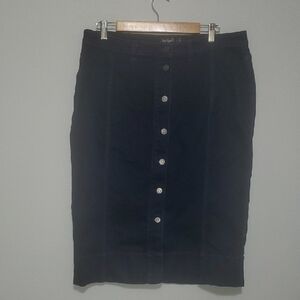 Lord & Taylor Skirt Womens Size 14 Dark Medium Blue Denim Button-Front